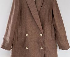 Zara double breasted long linen blazer