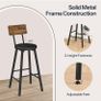 Bar Stools Set of 4, PU Upholstered Bar Chairs with Backrest and Footrest, Counter Height Stools Image 3
