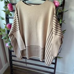 jumper bnwt one size beige & brown oversized poncho style jumper exquiss's brand