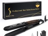 2 In 1 Fast Heat UP Tourmaline Ceramic Professional Steam Hair Straightener Curler For Salon Straightening Iron Styling