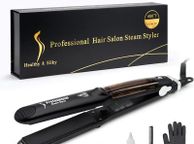 main image for ad 2 In 1 Fast Heat UP Tourmaline Ceramic Professional Steam Hair Straightener Curler For Salon Straightening Iron Styling