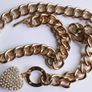 Guess Gold Tone Toggle Puffed Heart Charm Necklace Rhinestone Length 20" Image 6