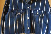 Ladies Cropped Denim Striped Jacket by Pull&amp;Bear
