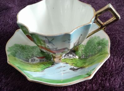 CUP & SAUCER - Vintage - Windmill Design