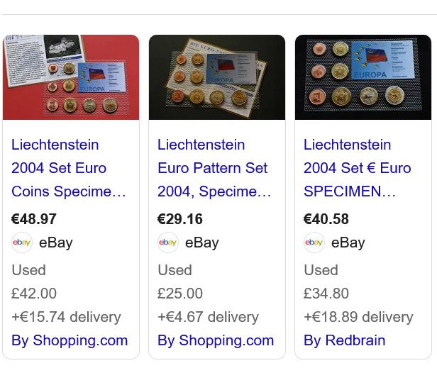 Euro Probe Lichtenstein Euro Pattern set 2004, Specimen-Essai-Prototype