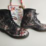 Dr Martens Union Jack 1460 8 eye black red leather boots England uk7 Image 4