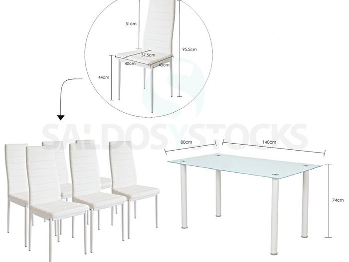 White Glass Dining Set Seats 6.