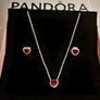 Pandora Red Sparkling Elevated Heart Necklace and Matching Earrings Set Image 3