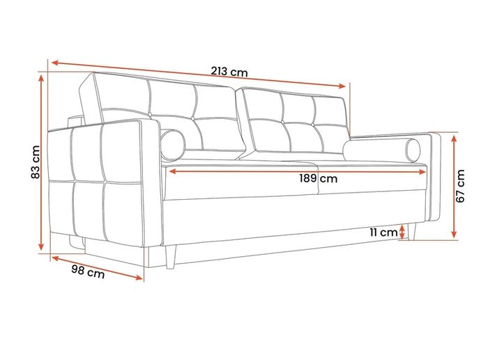 Sofa Bed. Sleeping fuction with Storage container. Comfortable sleep for your guests. High quality materials. Impeccable condition. Decorative pillows included.