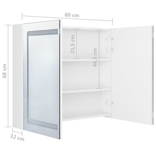 LED Bathroom Mirror Cabinet Shinning White 80x12x68 cm