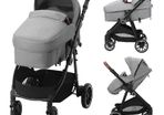 Baby Stroller, Infant Toddler Stroller with Bassinet, 3rd-Gear Adjustable Backrest & Foldable & Reversible Seat, Carbon Steel Newborn Stroller with Leg Cover and Mesh Net, Dark Grey