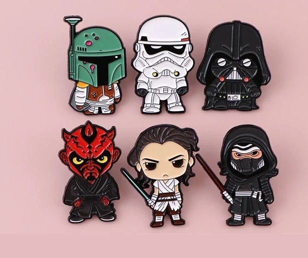 [6-Pack] Star Wars Enamel Pin Bundle | Boba Fett, Darth Vader, Rey & More