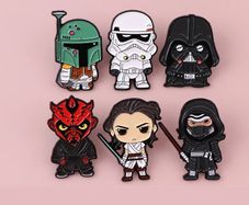 [6-Pack] Star Wars Enamel Pin Bundle | Boba Fett, Darth Vader, Rey & More