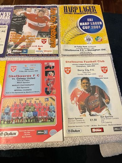 League of Ireland soccer programmes mostly Shelbourne any 5 for 10 euro