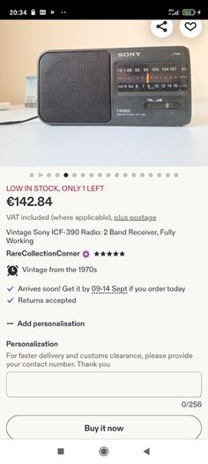 Sony vintage portable radio