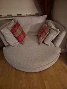 Double Swivel Chair & Footstool