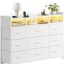 Chest of Drawers for Bedroom with LED and Charging Station, White Image 2