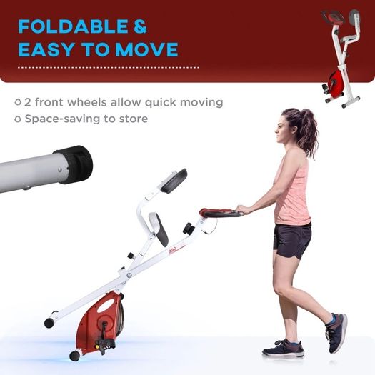 Steel Manual Resistance Exercise Bike w/ LCD Monitor Red (FREE SHIPPING)