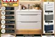 Shoreditch 650 wall hung vanity and basin two drawer massive saving