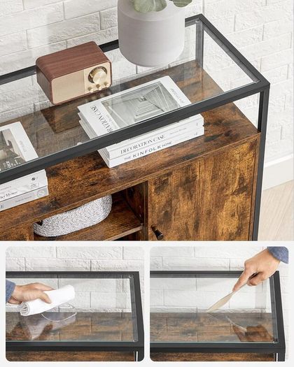 Rustic cabinet with glass surface FREE DELIVERY