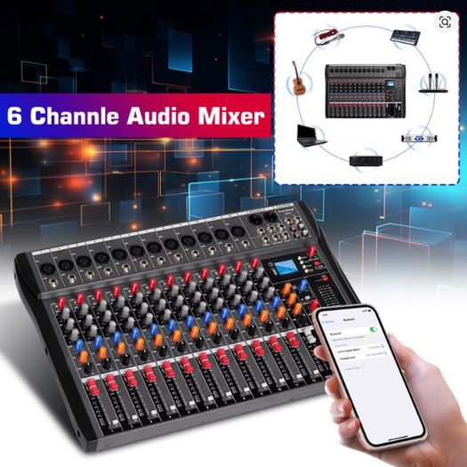 DEPUSHENG DX12 Professional Audio Mixer 12 Channel Studio Audio Console USB MP3 Input 48v Phantom Power DJ Console