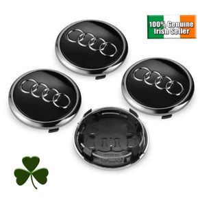 4x Audi Chrome & Black 3D 68mm 69mm centre caps