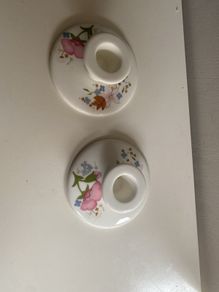 Wedgwood candle holders beautiful in meadow Sweet pattern
