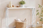 100 CM Narrow Sofa Table, Long Entryway Table, Hallway Table with USB Ports, Behind Couch Table with Power Outlets, White