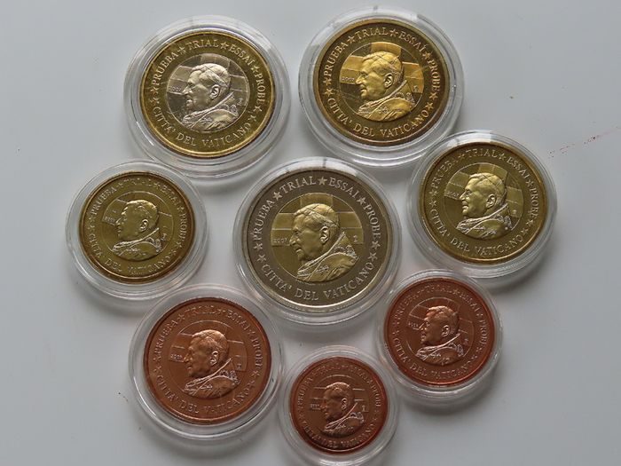 Vatican Set Specimen essai trial probe pattern Prototype euro 8 coins 2007