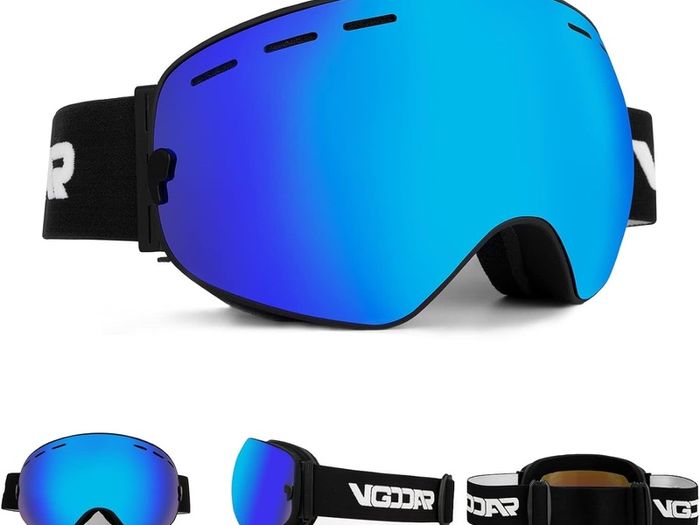 Ski Goggles, Frameless Ski Goggles with Anti-Fog Double Spherical Lens, 100% UV400 Protection Ski Snowboard Goggles for Men/Women/Youth