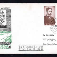 1966 Ireland 50th Anniversary of the Death of Roger Casement Commemorative Stamps Illustrated Typed addressed First Day Cover (FDC) with Baile Atha Cliath (Dublin) cancel