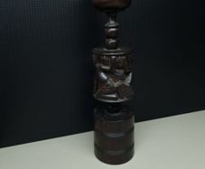 Heavy African Carved Wooden Candle Holder / Decorative Stand 25.5cm
