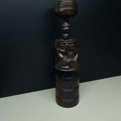 Heavy African Carved Wooden Candle Holder / Decorative Stand 25.5cm