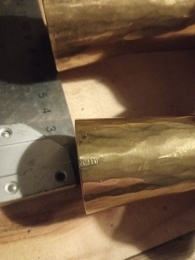 Arts & Crafts Brass & Copper Large Mushroom Shaped Salt & Pepper Shakers (Donegal, Makers Stamp)