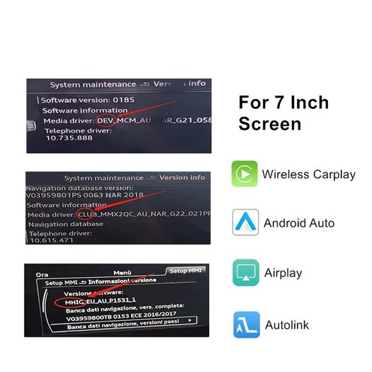 Wireless CarPlay Android Auto Adapter For Audi A3 8v 2013-2018 Mirror Link AirPlay Bluetooth GPS Navigation