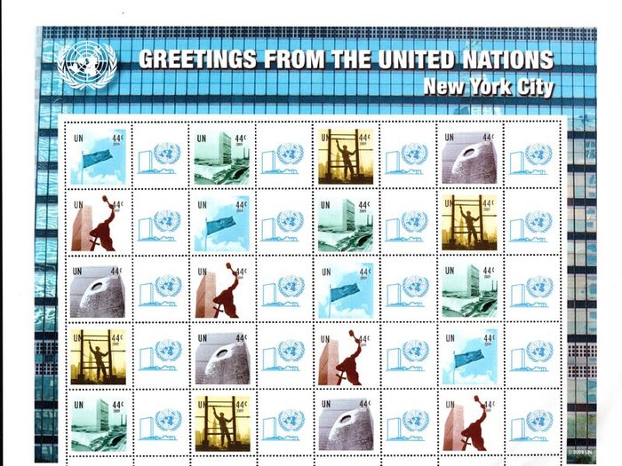 2009 United Nations (New York, US) Greeting Commemorative Stamps Sheet Mint Never Hinged (MNH)