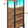 Bedside Table Set of 2 with Charging Station, Narrow Side Table with LED Lights Image 7