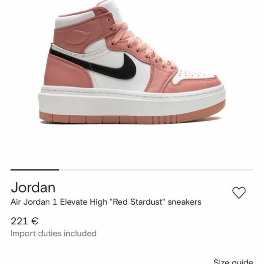 Nike Air Jordan 1 Elevate High-top UK 5.5/EU 39 Red Stardust