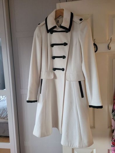 Military Style White Winter Coat