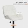 NEW SALE | Leather Rhombus Design Bar Stool with Adjustable Height - White Image 6