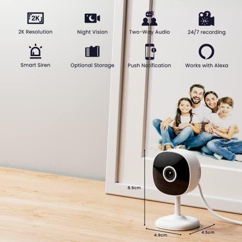 ecurity Camera Indoor - 2K WiFi Home Cameras for Baby Monitor, Pet, Dog, Smart CCTV, Alert, Siren, SD Card Storage, Works with Alexa (G7-2P)