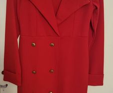 PrettyLittleThing Red Blazer Dress with Gold Buttons