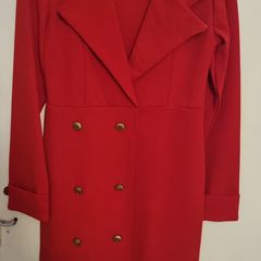 PrettyLittleThing Red Blazer Dress with Gold Buttons