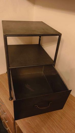 Pomax Home Collection Industrial Style Metal Designer Side Bedside Table Locker Drawer