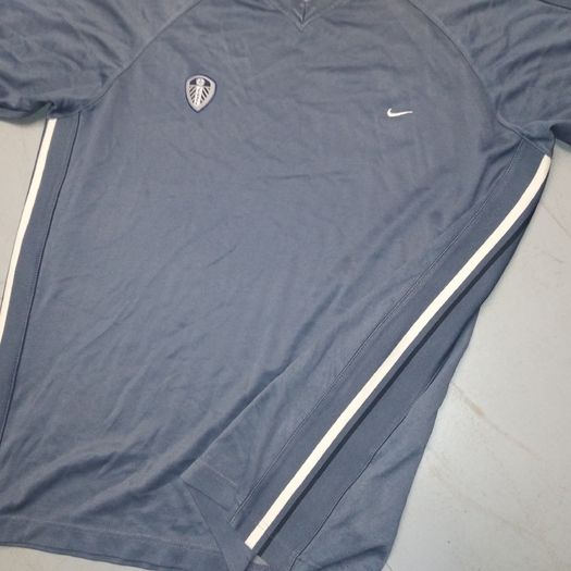 FREE POST Vintage Leeds United (L) Nike  Jersey Tee Shirt  Soccer Football  Grey England  Large