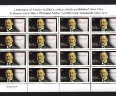 2005 Ireland Centenary of Arthur Griffith's Essays (which established Sinn Fein) Commemorative Stamp Sheetlet Plate 1B1B1B1B Mint Never Hinged (MNH)