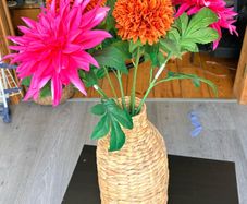 Wicker vase and faux flowers