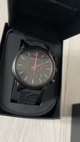Emporio Armani Luigi Chronograph Black Dial Black Rubber Strap Watch