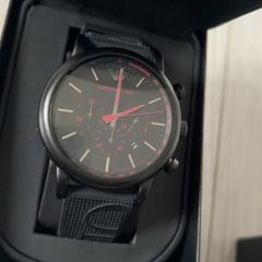 Emporio Armani Luigi Chronograph Black Dial Black Rubber Strap Watch