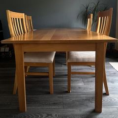 Solid Maple Table & 6 High Backed Maple Chairs